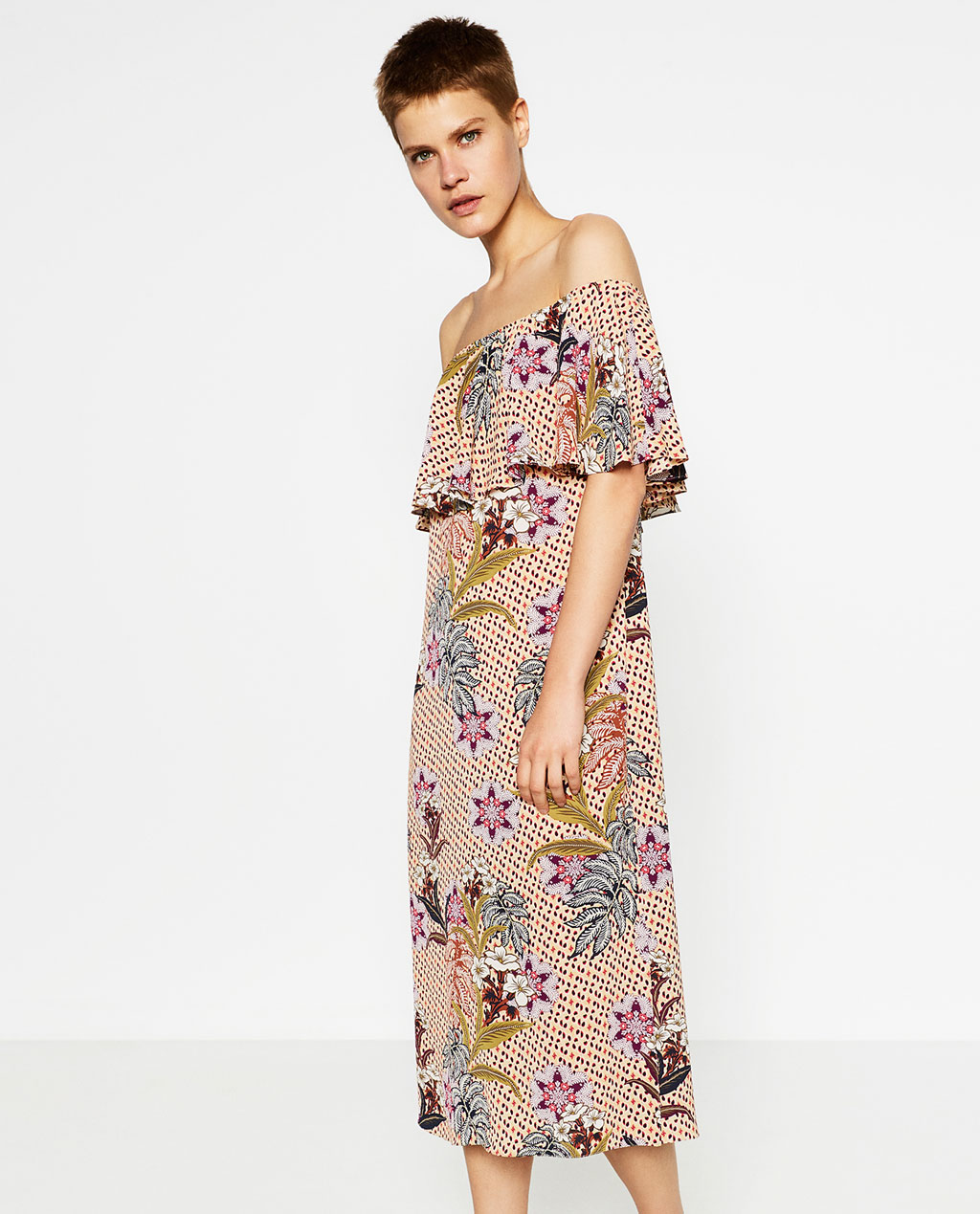 Zara Bardot Floral Dress
