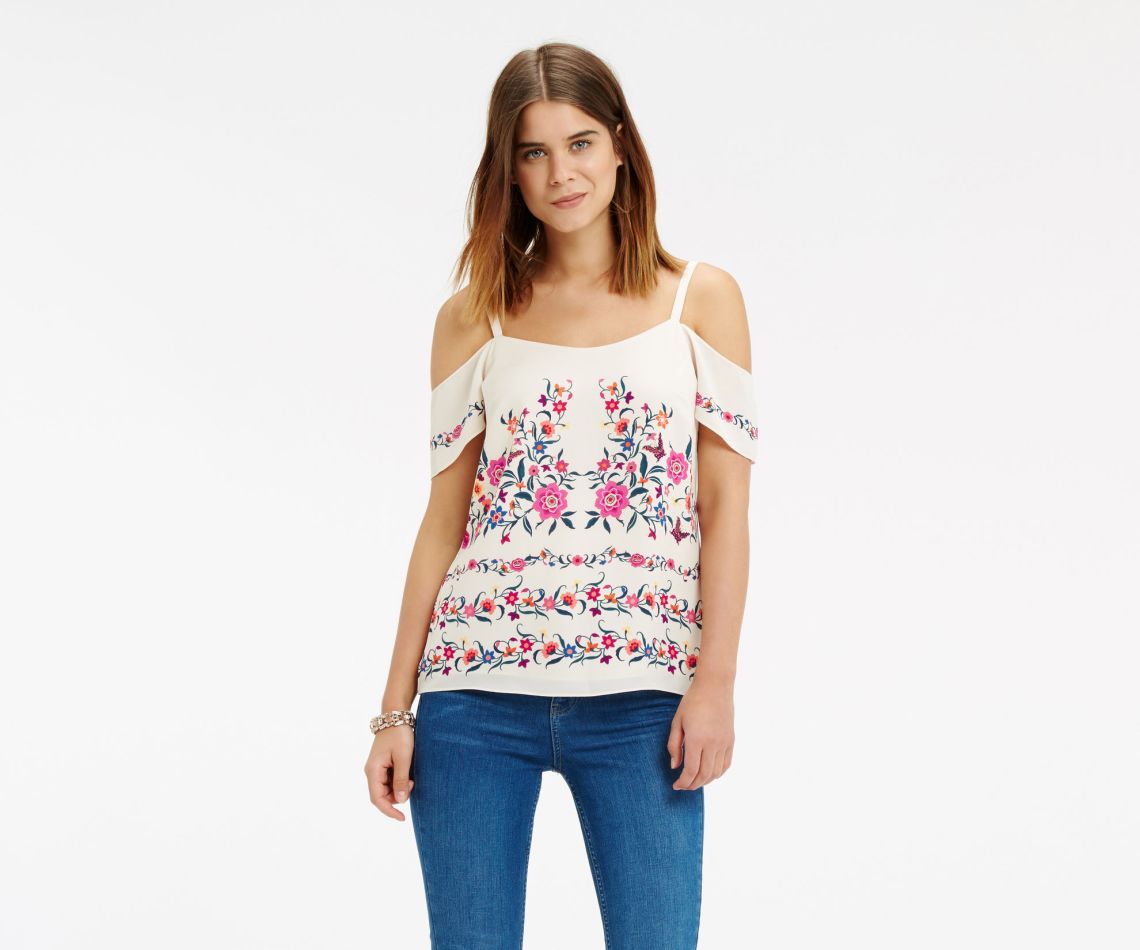 Oasis Flower Print bardot top