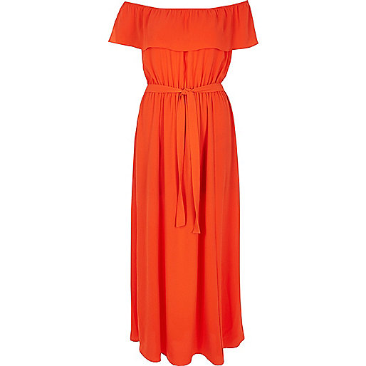 River Isaland Red Bardot Dress