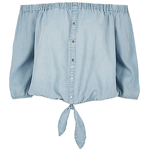 River Island Denim Bardot Top