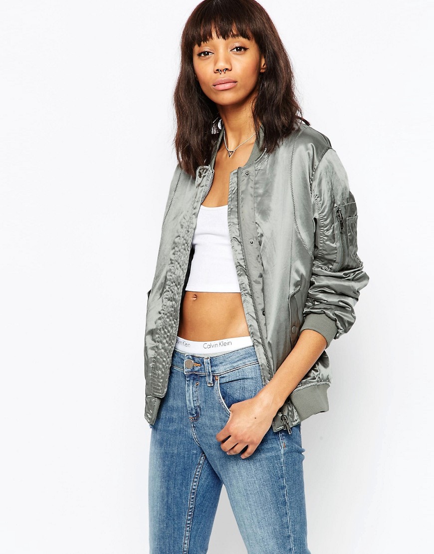 Asos bomber satin silver